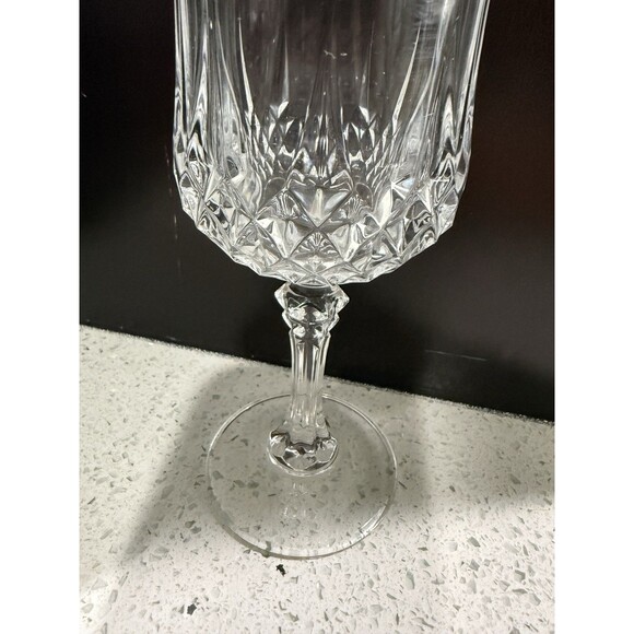 Cristal d'Arques Durand Longchamp Water Glasses Goblets 7 1/4” Crystal Pair Vtg - Picture 3 of 10